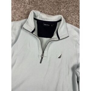 Nautica Pullover Men's XL Light Green‎ 1/4 Zip Fleece Sweatshirt Coastal